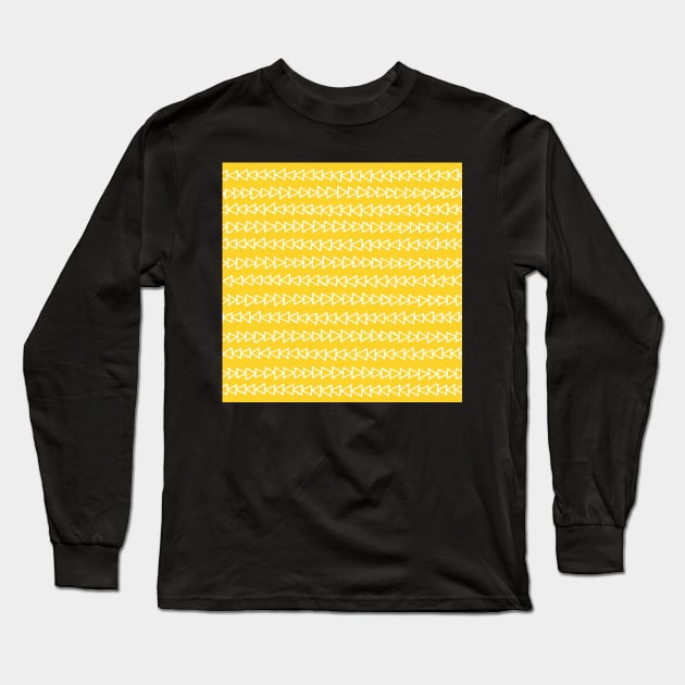 Mustard Yellow and White Modern Triangles Pattern Long Sleeve T-Shirt by dreamingmind